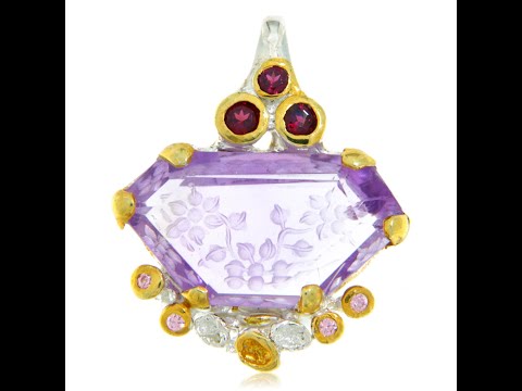 Pandantiv Argint 925 Accente Aurite Ametist Granat Naturale - Stil si Autenticitate