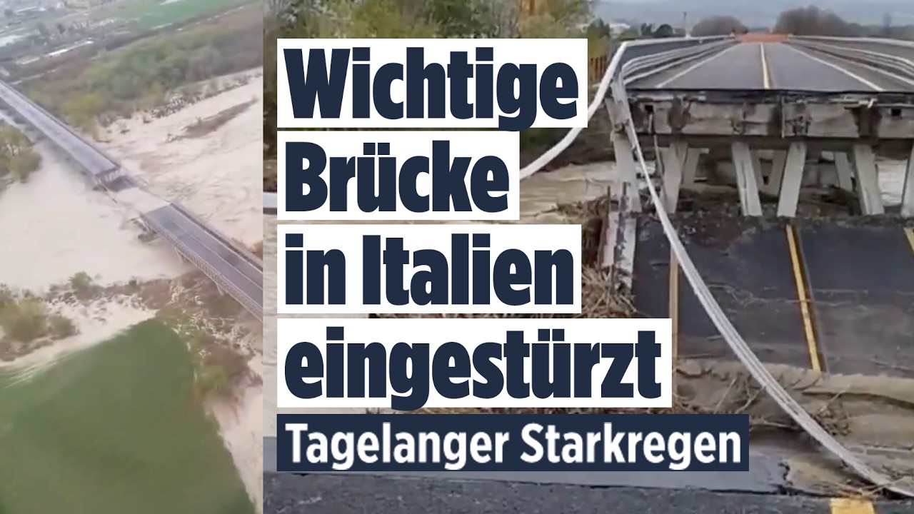 Italien: Brückeneinsturz nach Starkregen! Wichtige Verkehrsstraße im Süden zerstört!