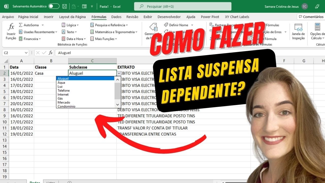 LISTA SUSPENSA DEPENDENTE (Validação de dados) | SEM VBA