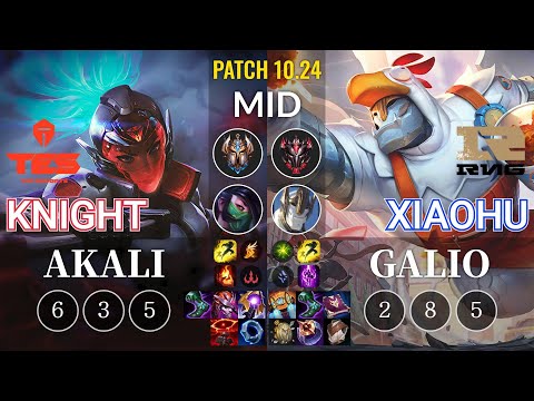 TES knight Akali vs RNG Xiaohu Galio Mid - KR Patch 10.24