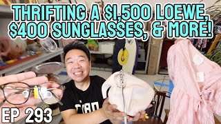 THRIFTING A $1,500 LOEWE PURSE, $400 SUNGLASSES, & MORE! GOODWILL HUNTING EP 293