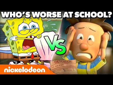 SpongeBob vs Big Nate 📚 Who's The WORST Student? | Nicktoons