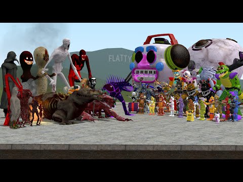 ALL SCP FOUNDATION NPCS VS ALL FNAF 1-9 SECURITY BREACH ANIMATRONICS In Garry's Mod! (SCP-096 -173 )
