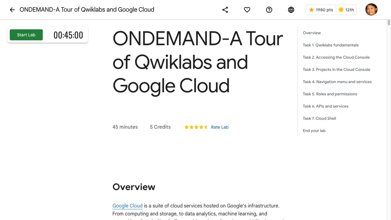 ONDEMAND A Tour of Qwiklabs and Google Cloud