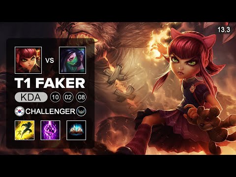 T1 Faker Annie vs Akali Mid - KR Challenger - Patch 13.3 Season 13
