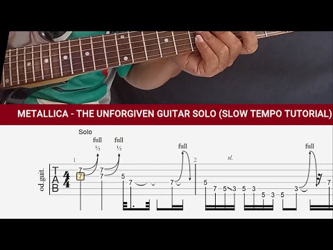 Metallica - The Unforgiven Guitar Solo Part Slow Tempo| Guitar Tab | Lesson | | Tutorial