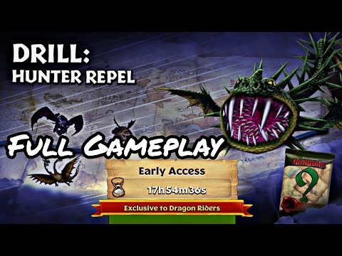 NEW GAUNTLET DRILL: HUNTER REPEL FULL GAMEPLAY - Dragons: Rise of Berk