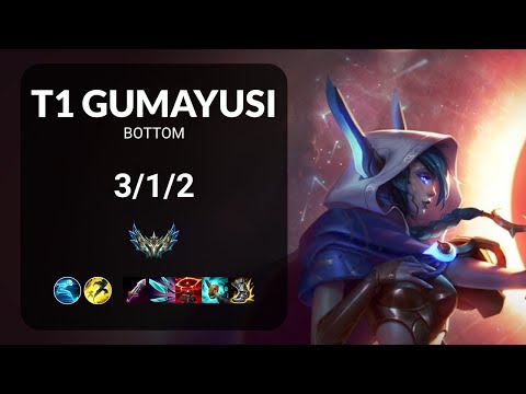 T1 Gumayusi Xayah vs Ezreal BOTTOM - KR CHALLENGER Patch 13.21