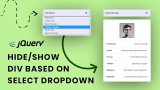 Show/Hide Div Based on Dropdown Selection Using HTML,CSS &amp; JQUERY