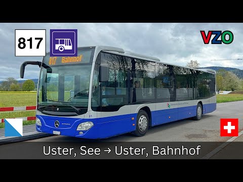 🇨🇭Zürich VZO Buslinie 817 Uster, See → Uster, Bahnhof [4K]