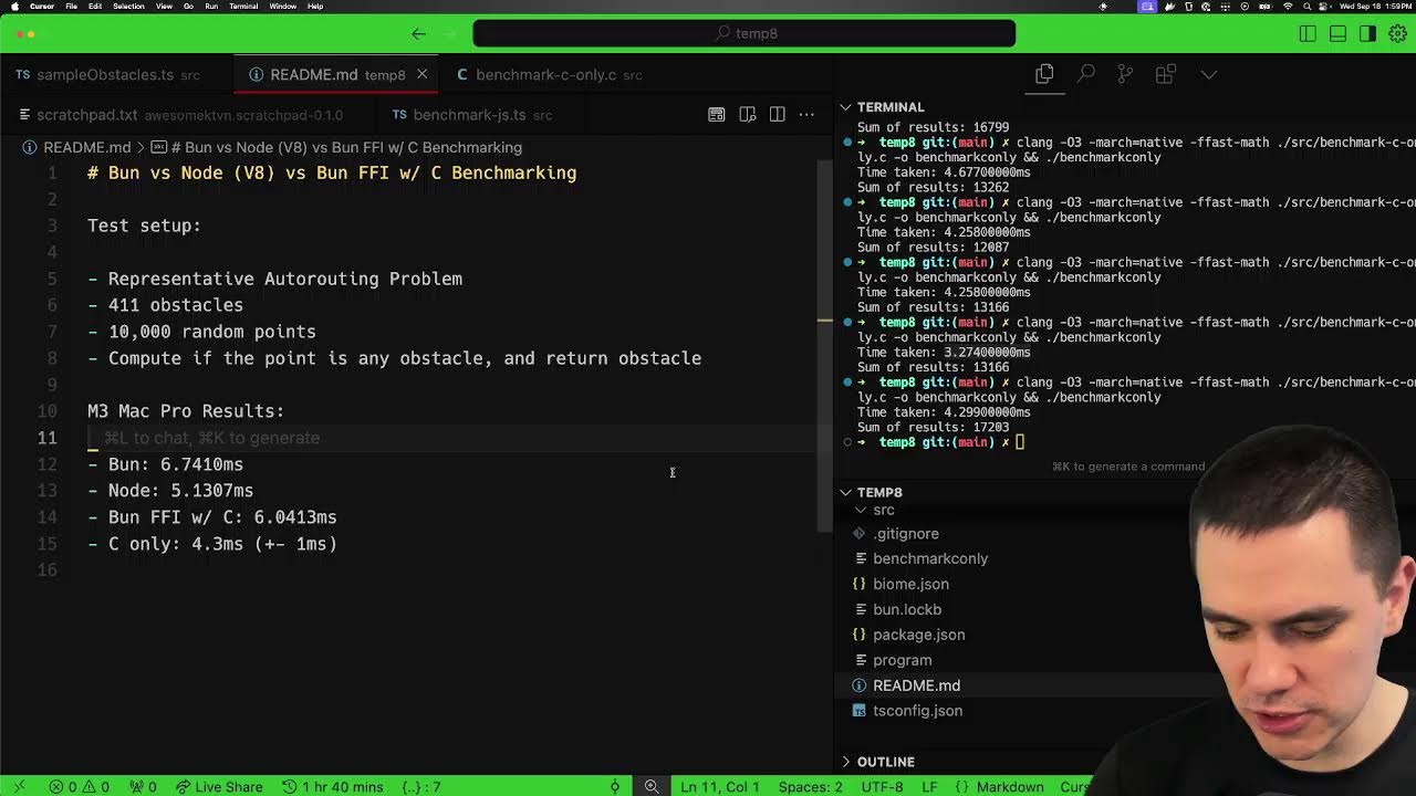 writing c in typescript, testing bun:ffi