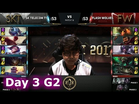 SK Telecom T1 vs Flash Wolves | Day 3 LoL MSI 2017 Group Stage | SKT vs FW Mid Season Invitational