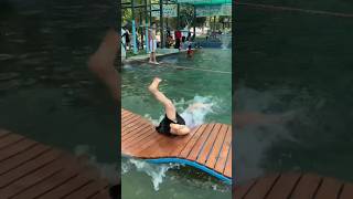 fun at the water park trampoline中国美女が水の上走って盛大にすっ転ぶ#shorts #tiktok #viral