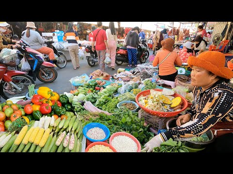 Cambodia Morning Food Market View - Fresh Fish, Vegetables, Meat, Chicken & More - Food Market Show