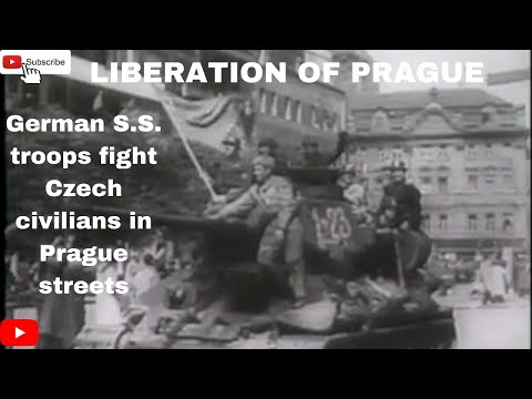 LIBERATION OF PRAGUE - German S.S. troops fight Czech civilians in Prague streets