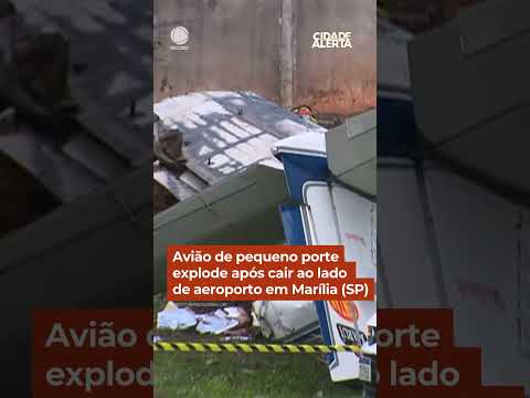 Avião de pequeno porte explode após cair ao lado de aeroporto em Marília (SP) #Shorts #CidadeAlerta