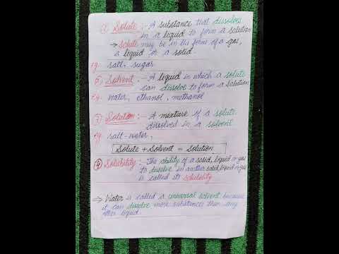 Solute, Solvent & Solution