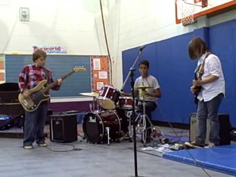 BASS GUITAR SMASH at Talent Show. Teen Band "Casino".