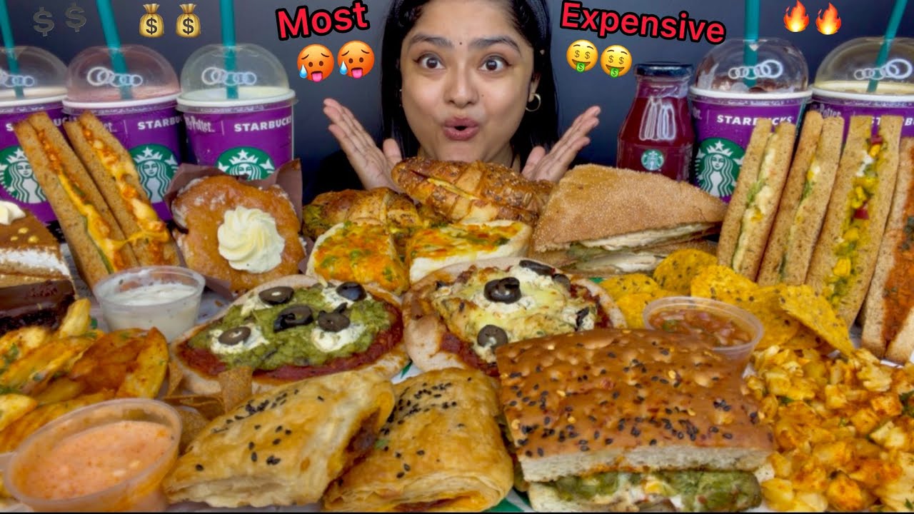 STARBUCKS FULL MENU MUKBANG 🤑‼️ MOST EXPENSIVE MENU OF MY 7 YEARS OF MUKBANG CAREER 