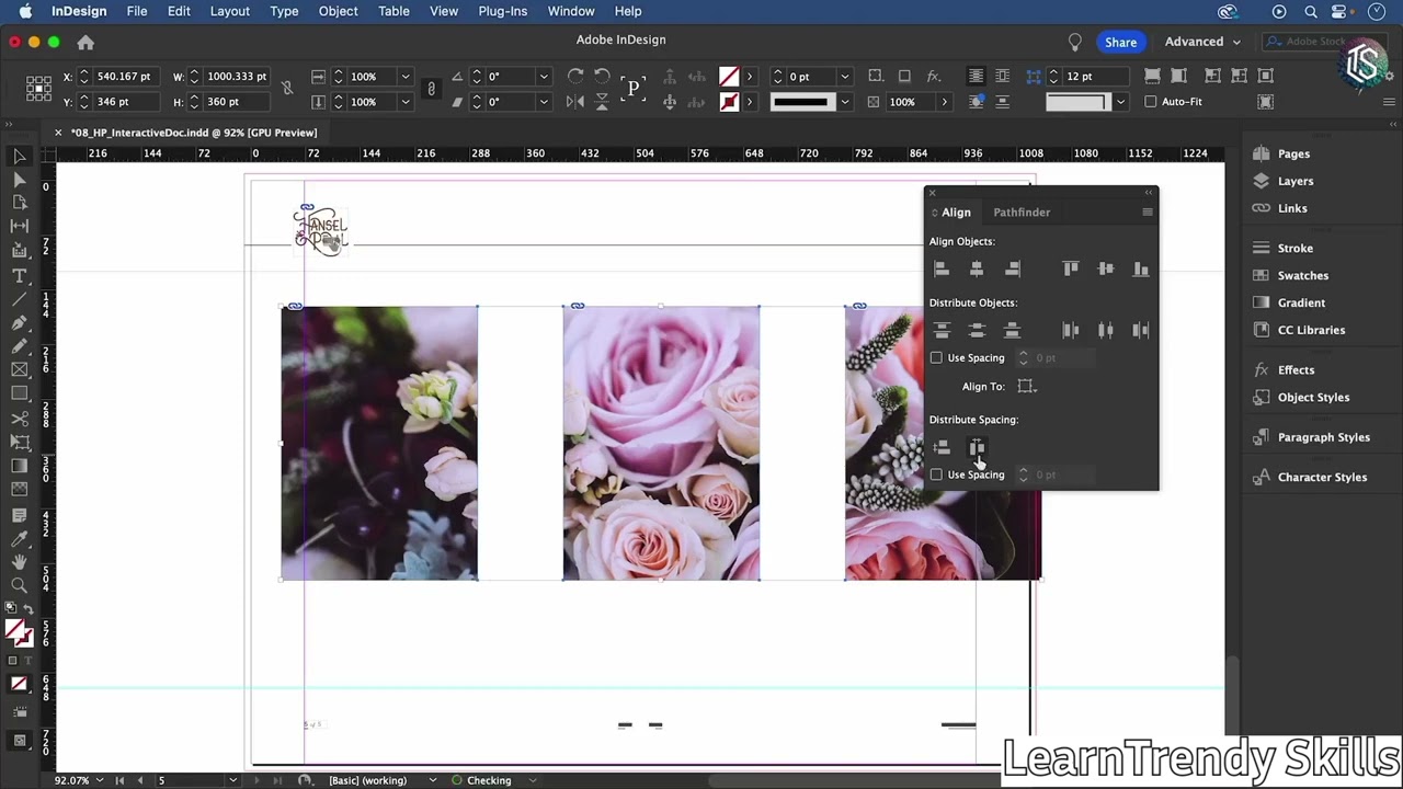 🔹 Aligning and Distributing Objects in Adobe InDesign 2024 | Essential Training