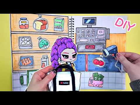 (Tutorial) Grocery Mart #paperdiy #종이놀이 #asmr #식료품점