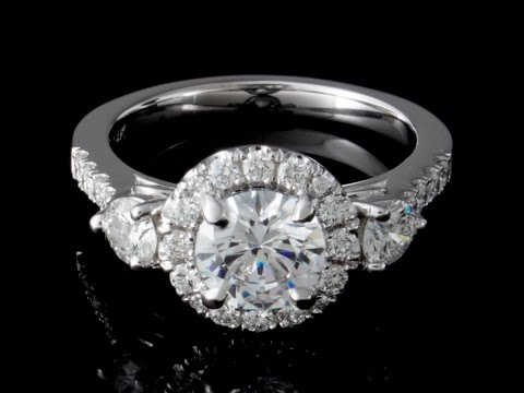 Wonderful women's Round Brilliant Cut Diamond Engagement Ring with 0.68 ct Side Diamond - ENG-2080