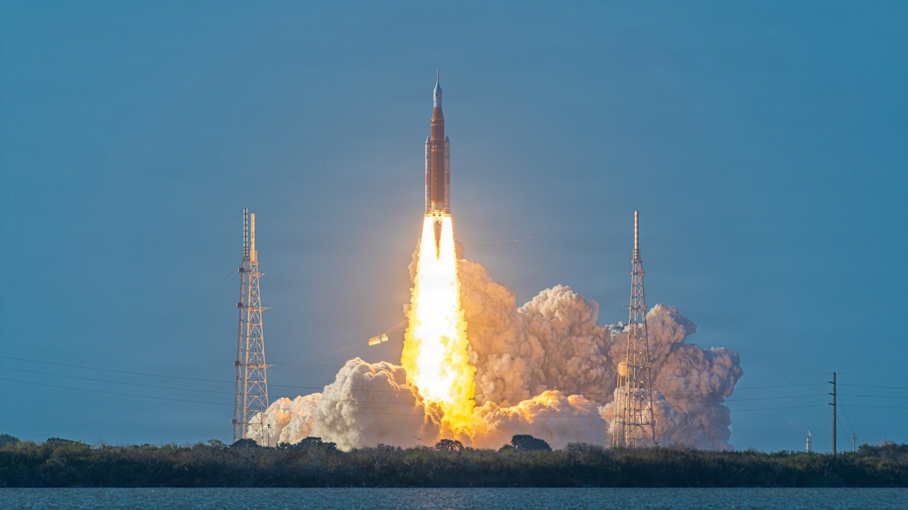 A NASA SLS rocket launches the Artemis II Mission at Kennedy Space Center, Florida, April 1, 2026