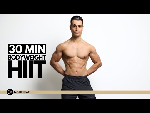 30 min No Repeat Bodyweight HIIT Workout | No Equipment Follow Along