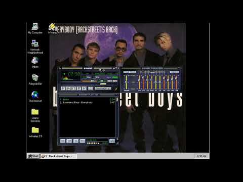Windows 95 - Winamp 2.5 installation and play "Everybody" by backstreet boys