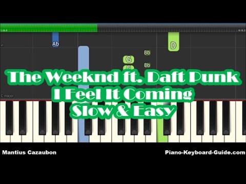 The Weeknd ft Daft Punk   I Feel It Coming Slow Easy Piano Tutorial   Notes