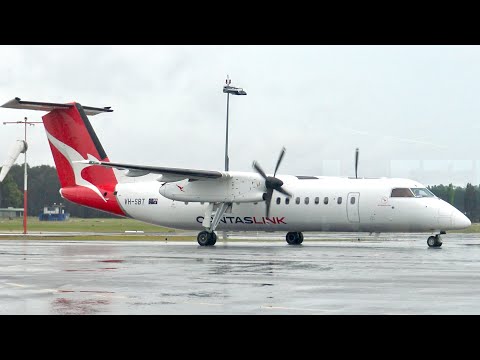 Qantas Link Bombardier DHC Dash 8 Q 300 flight report - Port Macquarie back to Sydney Video