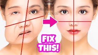 9mins!! Fix Asymmetrical Face with Japanese Face Lifting Exercise | Lift Up Sagging Jowls, Cheeks