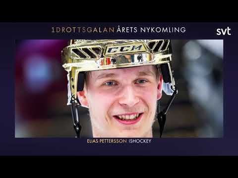 Elias Pettersson Wins Årets Nykomling Newcomer of the Year at Idrottsgalan Jan  21, 2019 720p 30fps