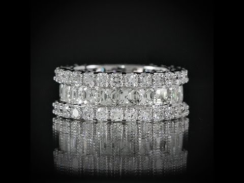 7.25 CTW ROUND AND ASSCHER DIAMOND ETERNITY RING