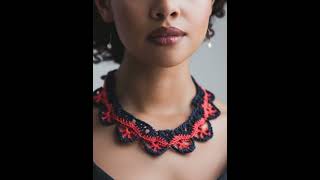 Nice Necklaces in Midnight Blue #wool #crochet #knitted #handmade #necklace #knotted #jewelry