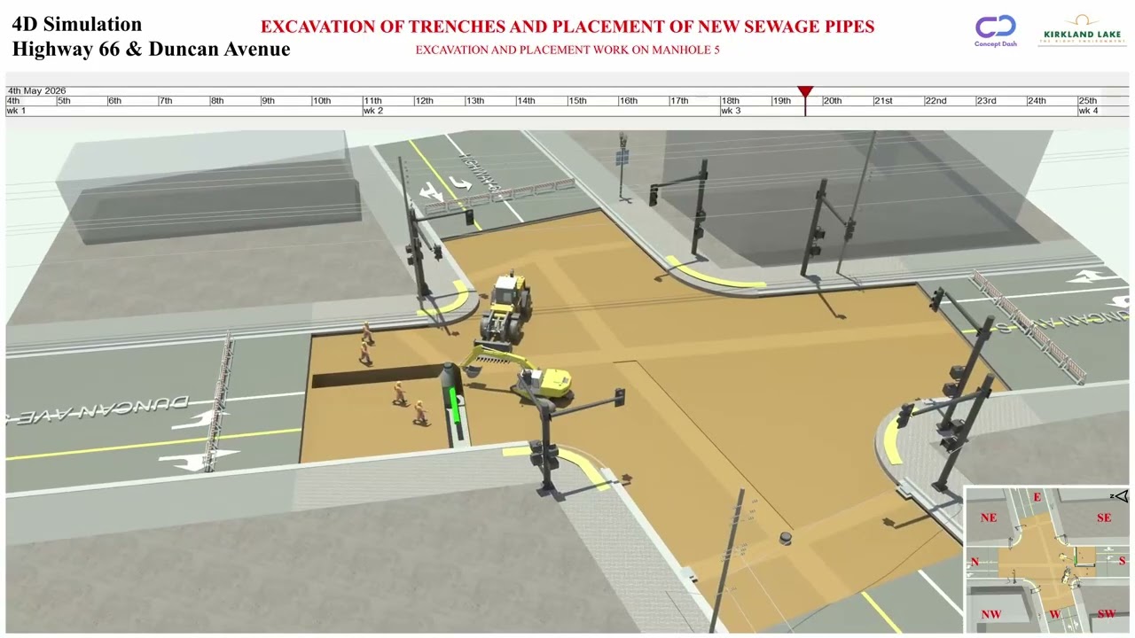 TKL Intersection (Hwy 66 & Duncan Avenue) — 4D Construction Simulation