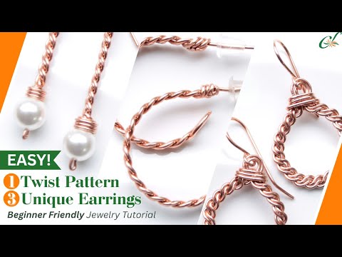 💥EASY! 1 Wire Twist Pattern, 3 Classic DIY Earrings | Beginner Jewelry Tutorial