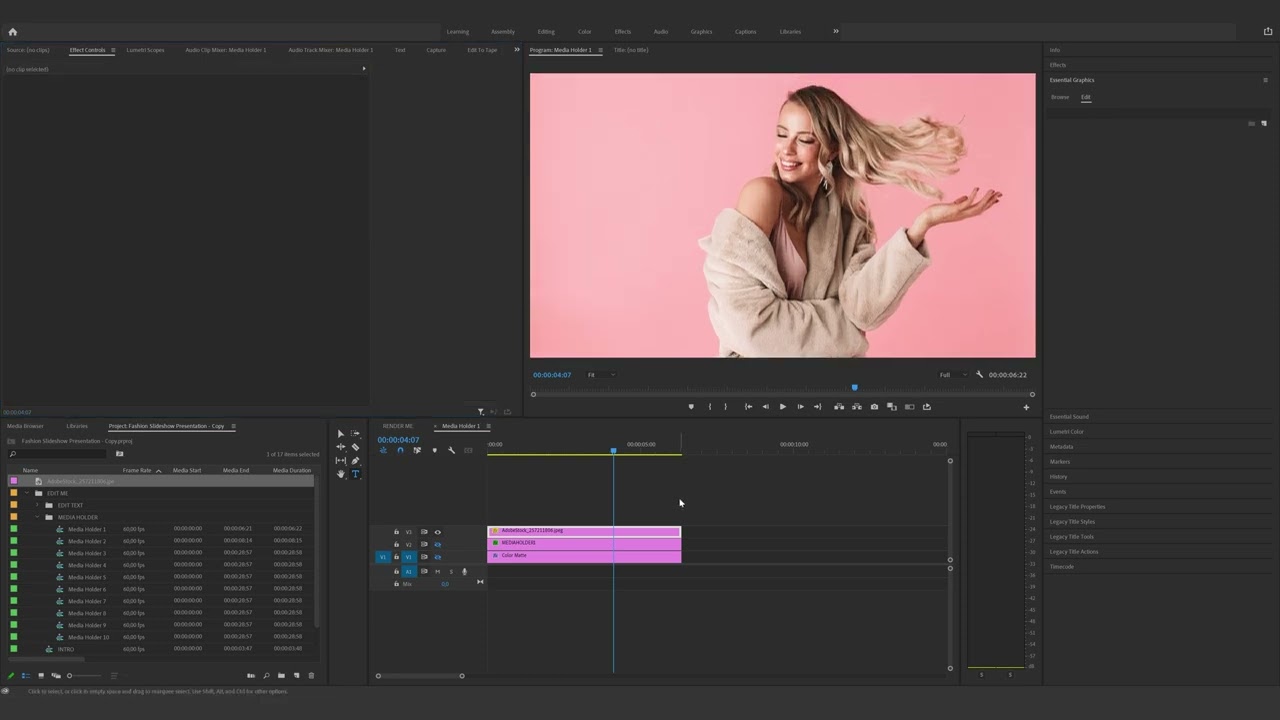 How to edit the Fashion Slideshow Presentation in Premiere Pro
