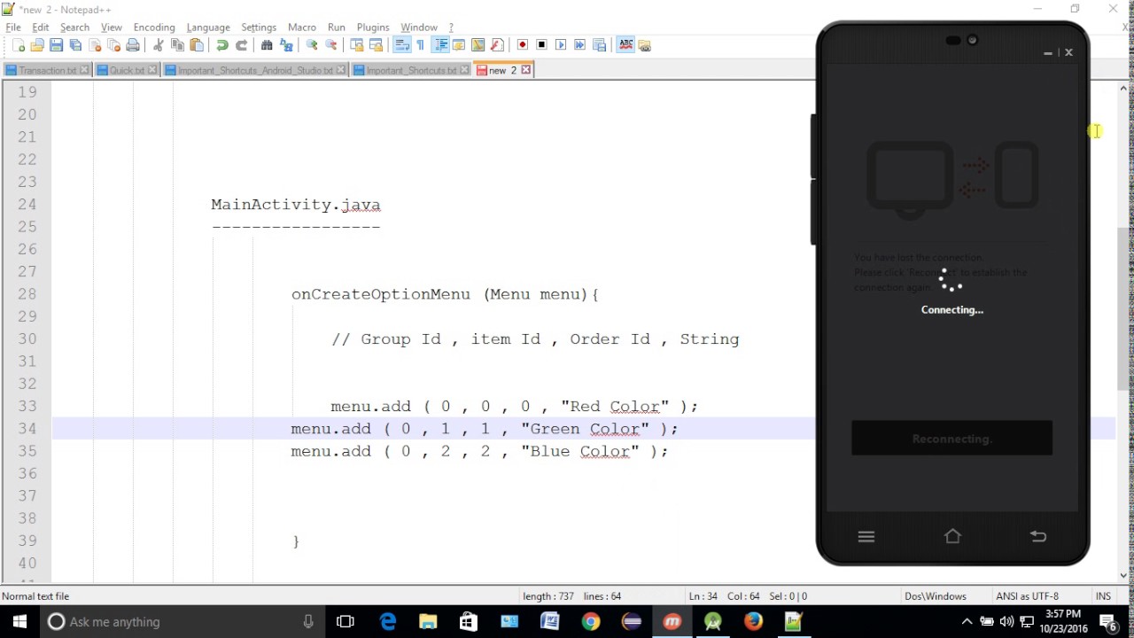 Android Tutorial 7  Menu Option Menu and Context Menu