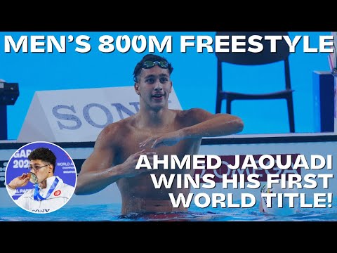Ahmed Jaouadi wins the Men's 800m Freestyle in style! 🇹🇳🥇