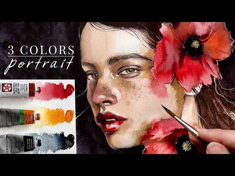 How to Paint a Watercolor Portrait in 5 Steps Only 3 Colors!