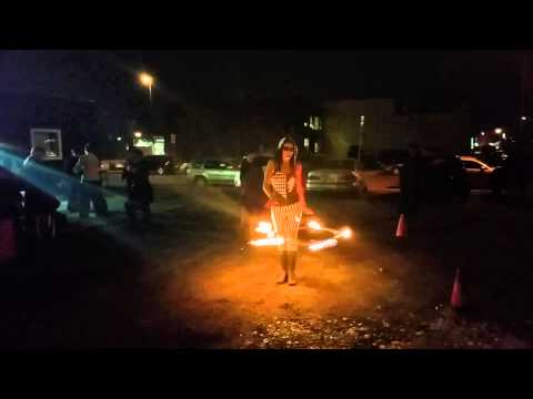 Sammy Hoopleseed spinning fire hoop