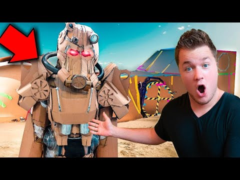 REAL LIFE FALLOUT 76 POWER ARMOR!! 📦 24 Hour Box Fort Challenge & NERF BATTLE! Video