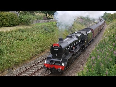 The Waverley 26 July 2015 LMS Jubilee Class 45690 Leander at speed Long Preston