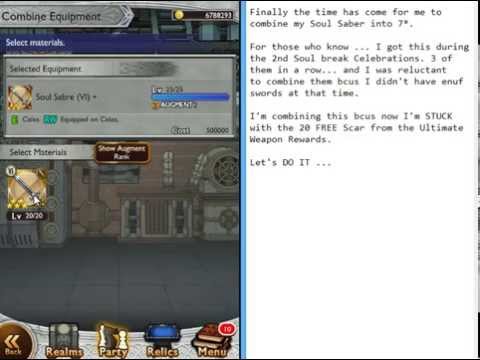 FFRK FTP - Combining 3x 5* Celes Soul Saber into 7* + Weapon Test