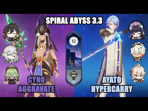 C0 Cyno Aggravate and C0 Ayato Hypercarry | Genshin Impact Abyss 3.3 - Floor 12 9 Stars