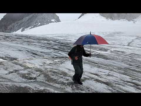 Life challenging journey through walking icy and permanent glaciers