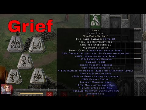 Diablo II Resurrected Rune Words - Grief (Eth Tir Lo Mal Ral)