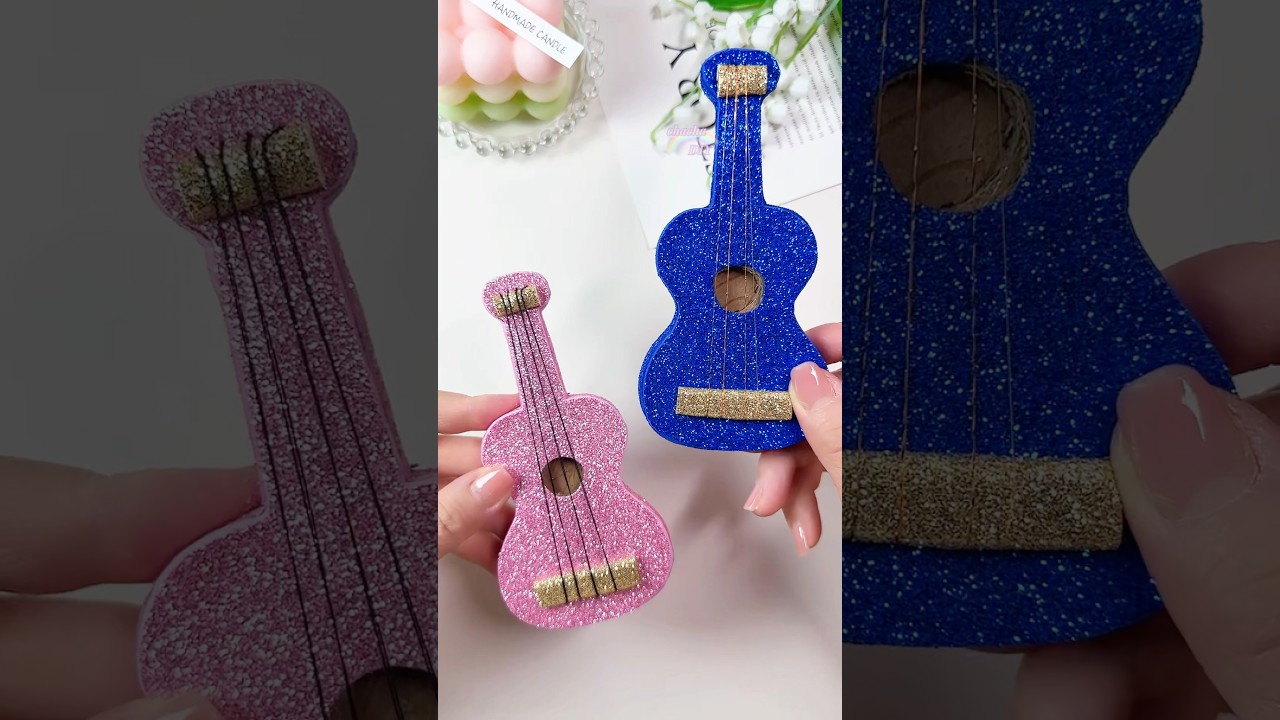 DIY small guitar made from cardboard, creative handmade DIY#diy #manual #art #craft #Handmade#Guitar