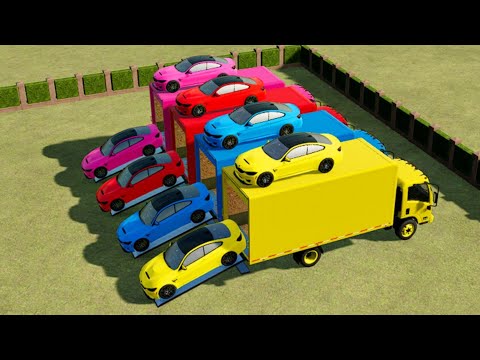 LOAD & TRANSPORT BMW M4 WITH COLORFUL ISUZU TRUCK - Farming Simulator 22